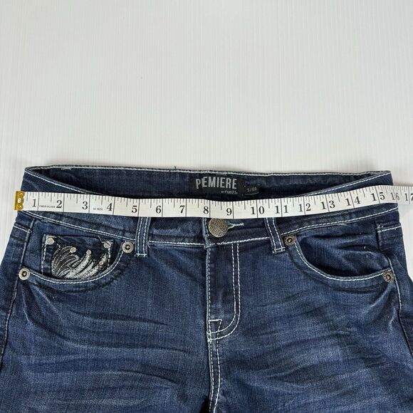 Premiere by Rue21 Skinny Jeans 5/6R Dark Wash Y2K Inspired Bling Pockets - Picture 8 of 9